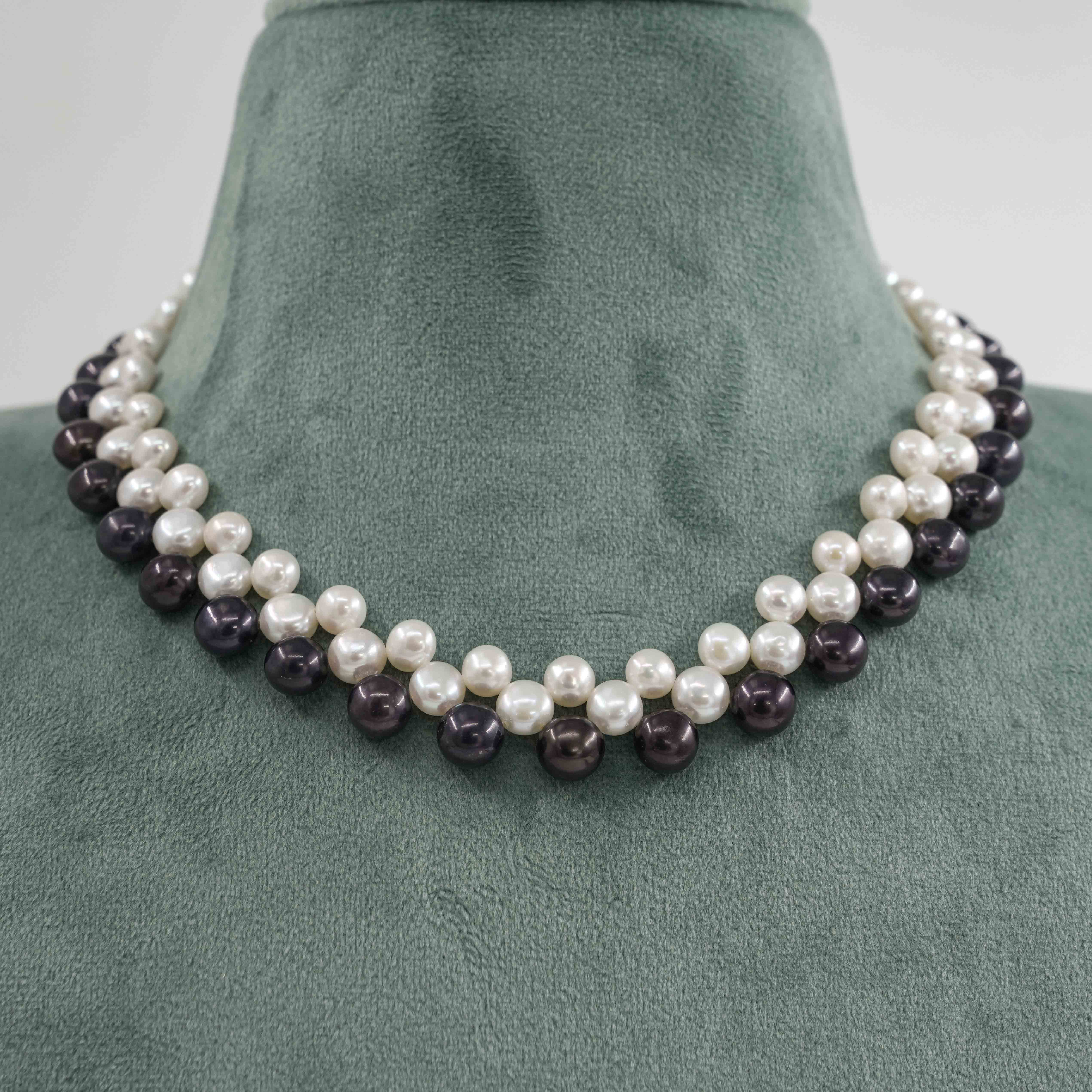 The Pearl Atelier by Kabra Pearls - Button Pearl Shaded Necklace